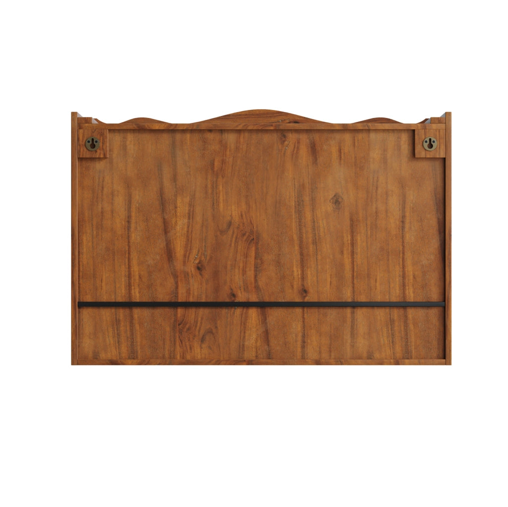 Mobile pensile retrò 90x20x60 cm in legno e vetro marrone per cucina