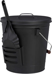 Emiciclo con coperchio e lama - 19 litri, acciaio, per camino e barbecue, nero