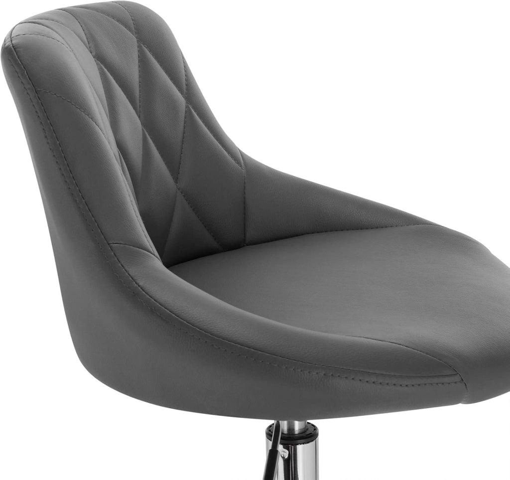Set di 2 Casa Sedia Alta per Cucina con Schienale in PU, senza Poggiapiedi, l'altezza può essere regolata tra 42-58 cm, Grigio, BH241gr-2