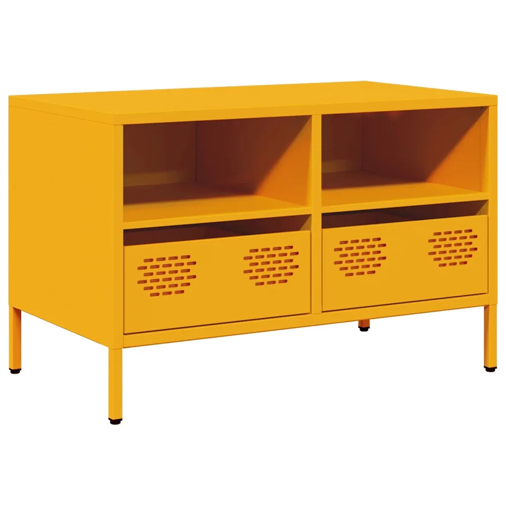 Mobile TV Giallo Senape 68x39x43,5cm Acciaio Laminato a Freddo