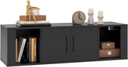 Mobile per TV sospeso con armadio, armadio con ante e ripiani aperti, supporto da parete, armadio da bagno, moderno, per soggiorno, camera da letto, ufficio, 108 x 33 x 30,5 cm (nero)