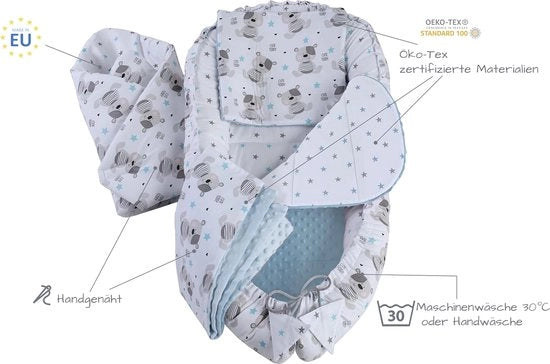 Set di nido per bambini 5 pezzi 100x60x15 cm nido portatile nido di conforto