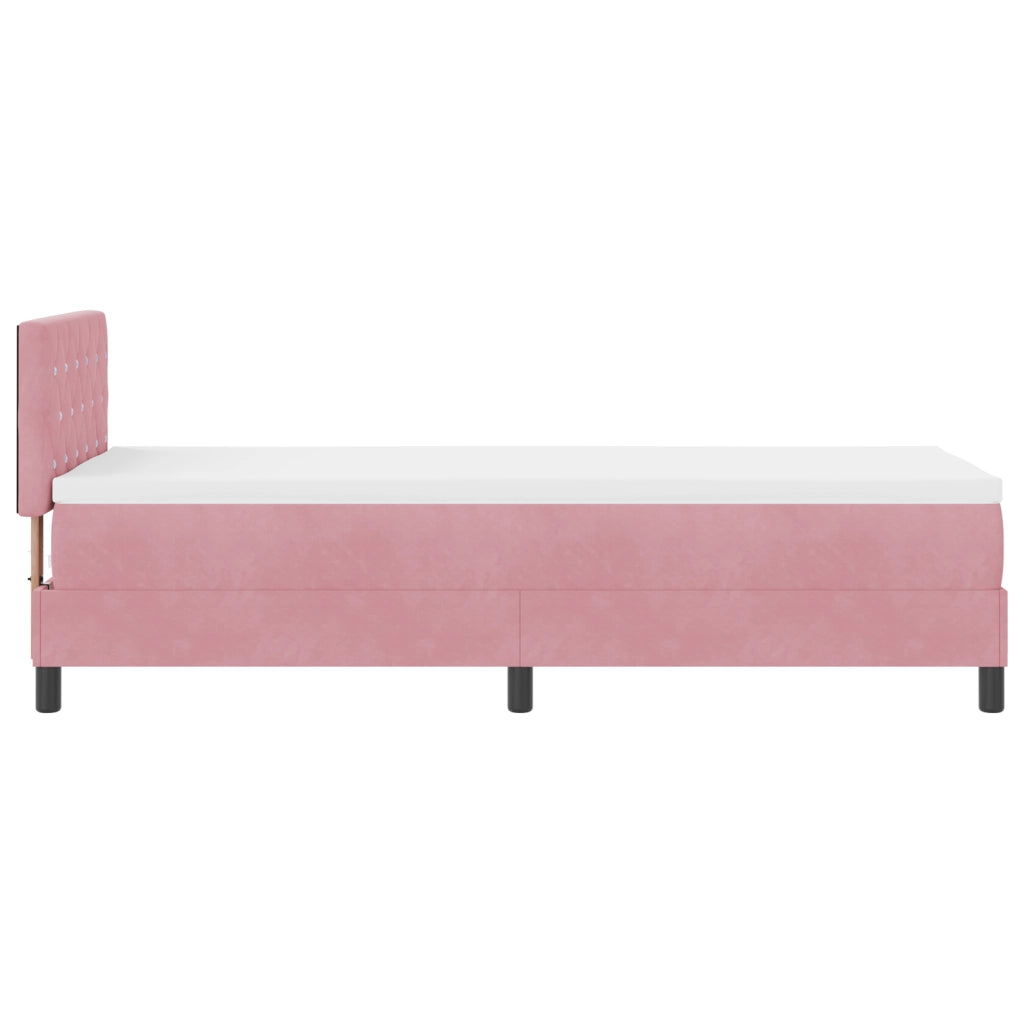 Letto Box Spring con Materasso e LED Rosa 80x200 cm Velluto