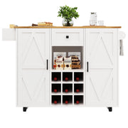 Isola da Cucina con 1 Cassetto; 2 Ripiani; 2 Ante e Piano Ribaltabile; in MDF; Bianco; 137;5 x 40 x 95;6 cm