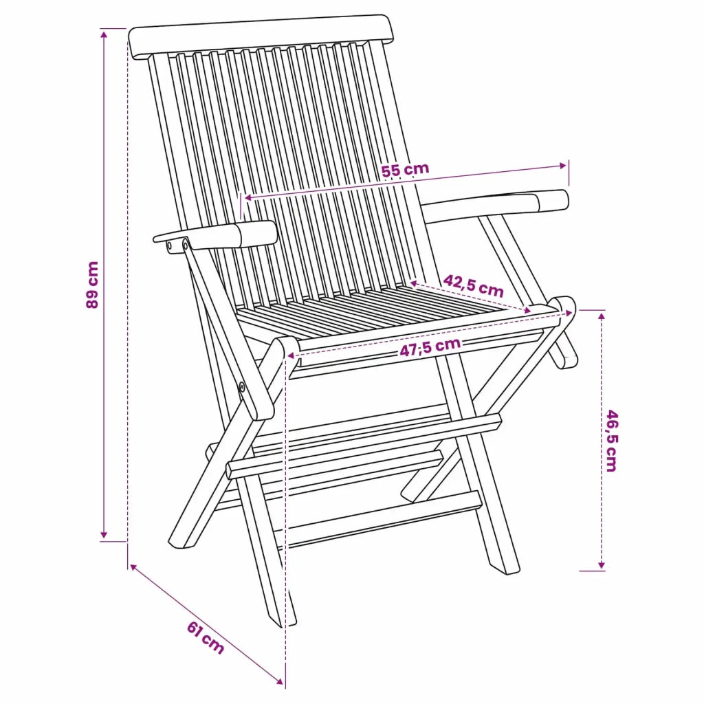 Sedia da giardino pieghevole 3 pcs Naturale 42028484