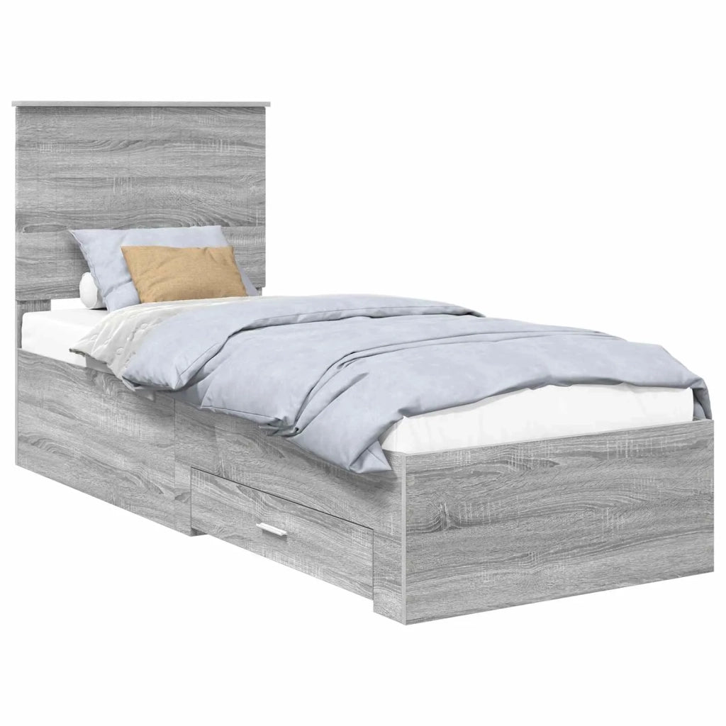 Struttura del letto-Giroletto Grigio Sonoma e Argento 70 x 190 cm