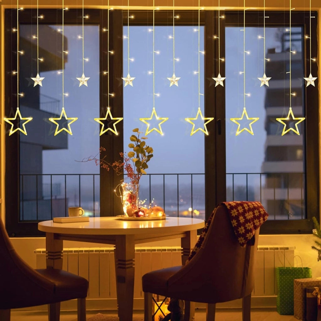 CATENA LUMINOSA STELLA LUCE BIANCO CALDO STELLE LUCI LED NATALE FESTE ADDOBBI