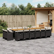 Set da Pranzo da Giardino 17 pz con Cuscini Nero in Polyrattan 3277838