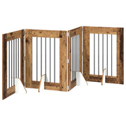 Cancello per cani con supporti 4 pz Legno antico 60 x 80 cm CFW2461446