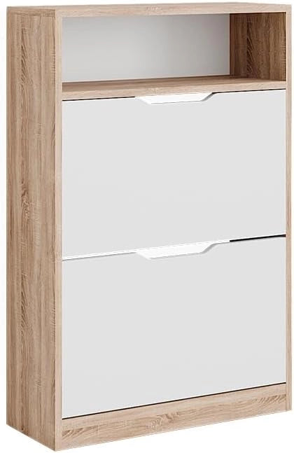 Scarpiera da ingresso Luca, Bianco/Sonoma, 59 x 89.5 cm con 2 scomparti