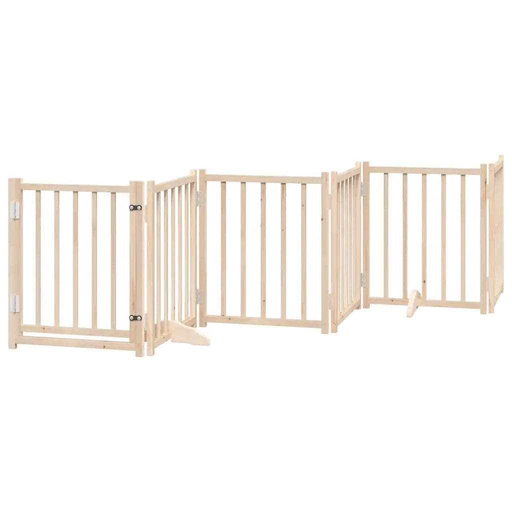 Cancello per Cani con Porta Pieghevole 9 Pannelli 450 cm Pioppo 3155697