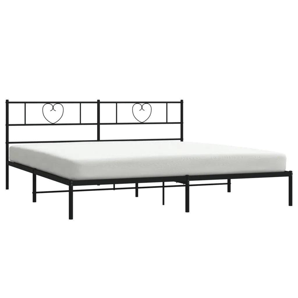 Letto matrimoniale | Letto per adulti | Giroletto con Testiera in Metallo Nero 200x200 cm