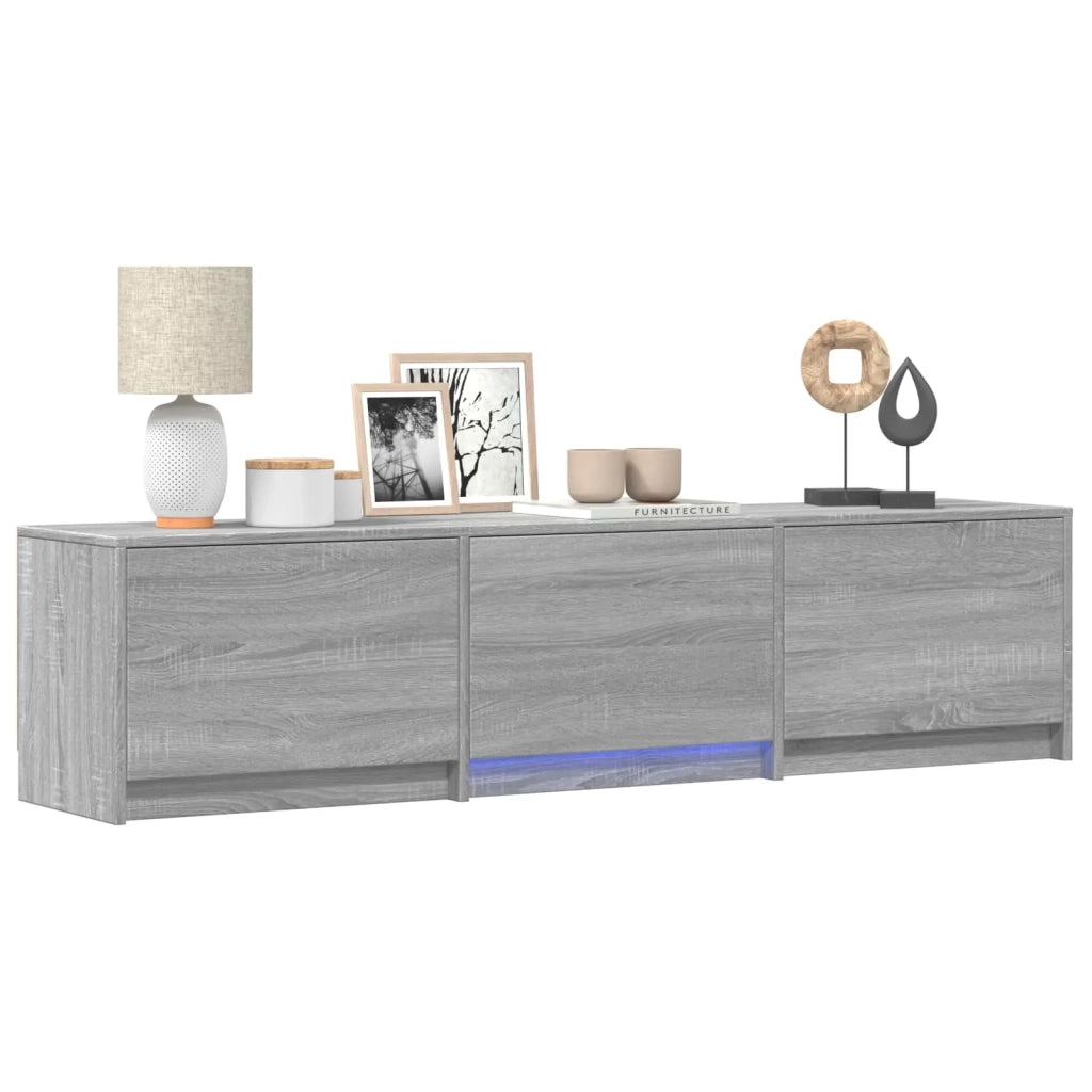 Mobile TV con LED con LED Sonoma grigia 165 x 34 x 40 cm