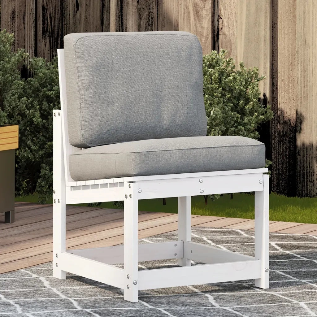 Sedia da patio-Sedia da Giardino Bianca 50,5x55x77 cm Legno Massello di Pino