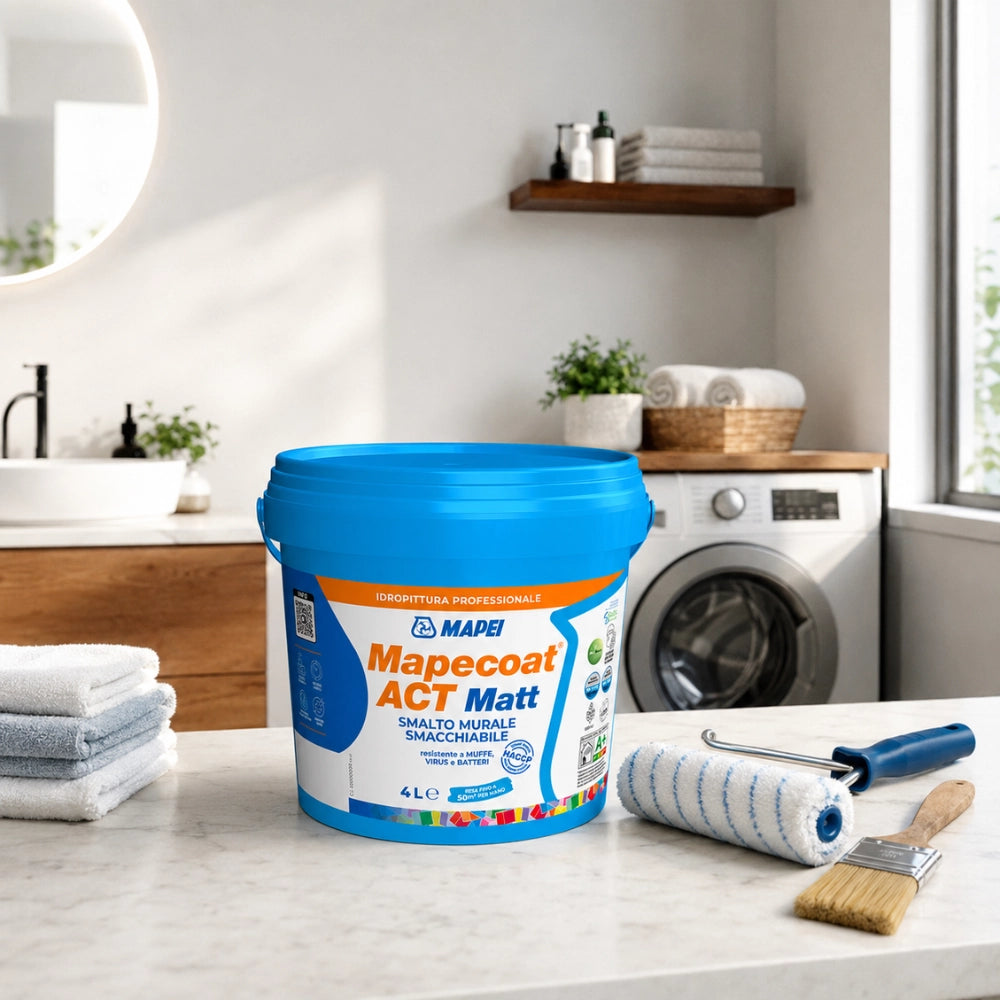 Mapei mapecoat act matt 4l smalto murale interni smacchiabile