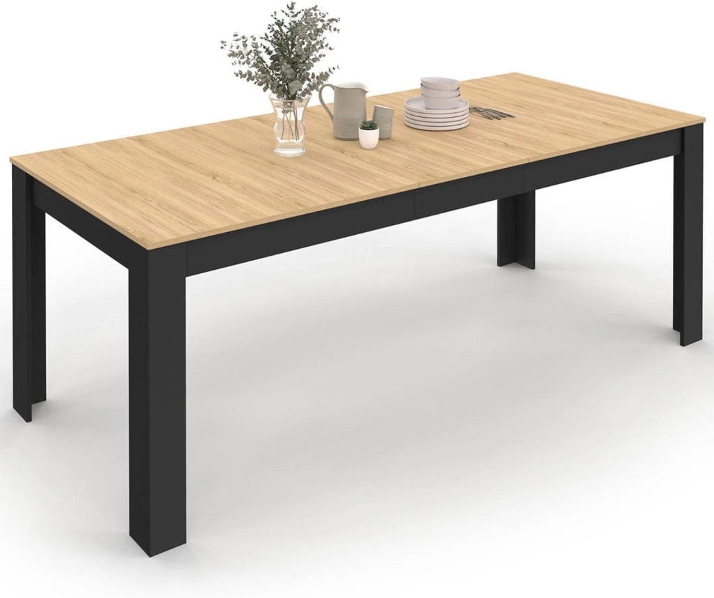 Tavolo da pranzo rettangolare ROZY 4-8 Persone Nero Piano in legno di faggio 160-200 cm