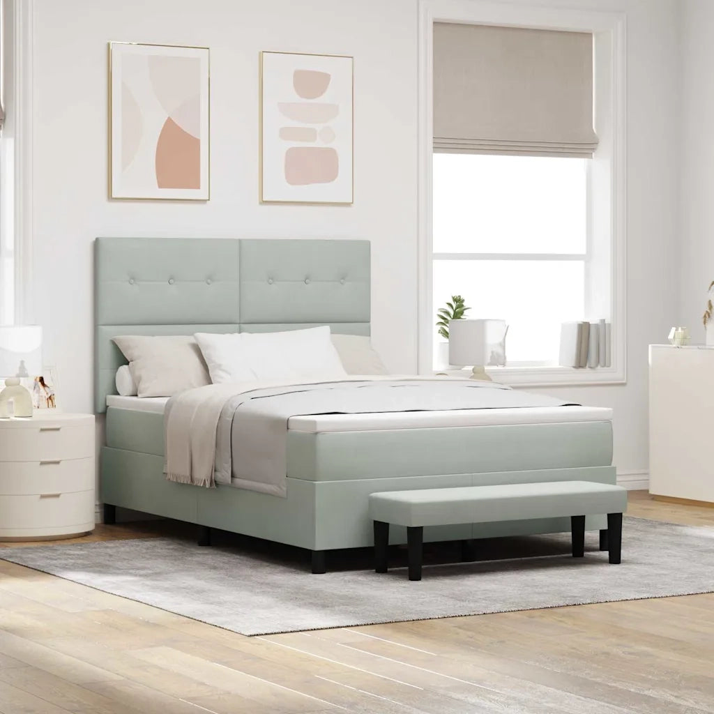 Letto a molle con materasso Grigio chiaro 160 x 200 cm Velluto