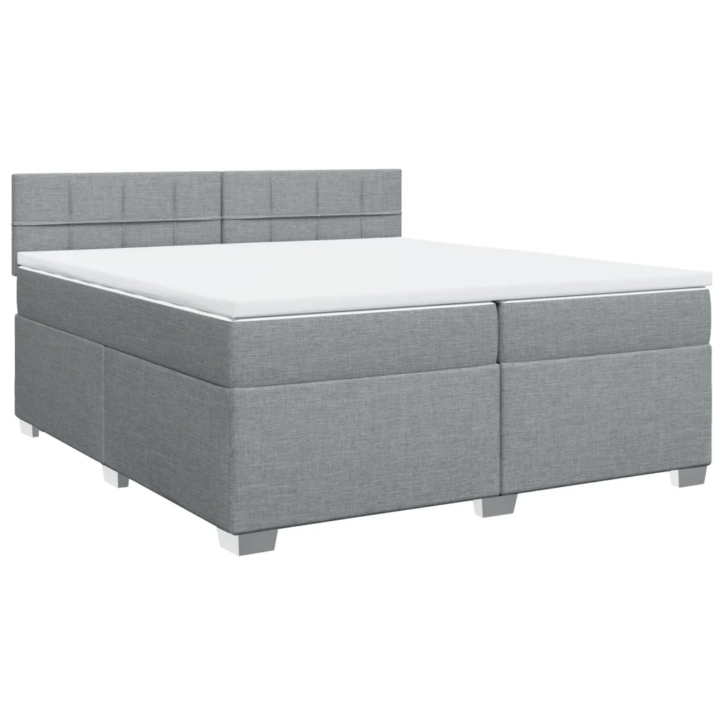 Giroletto a Molle con Materasso Grigio Chiaro 200x200cm Tessuto