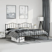 Giroletto con Testiera e Pediera Metallo Nero 193x203 cm 373813