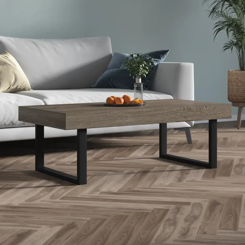 Tavolino da salotto | Tavolino da caff¨¨ | Tavolino da Soggiorno Grigio e Nero 120x60x40 cm in MDF e Ferro