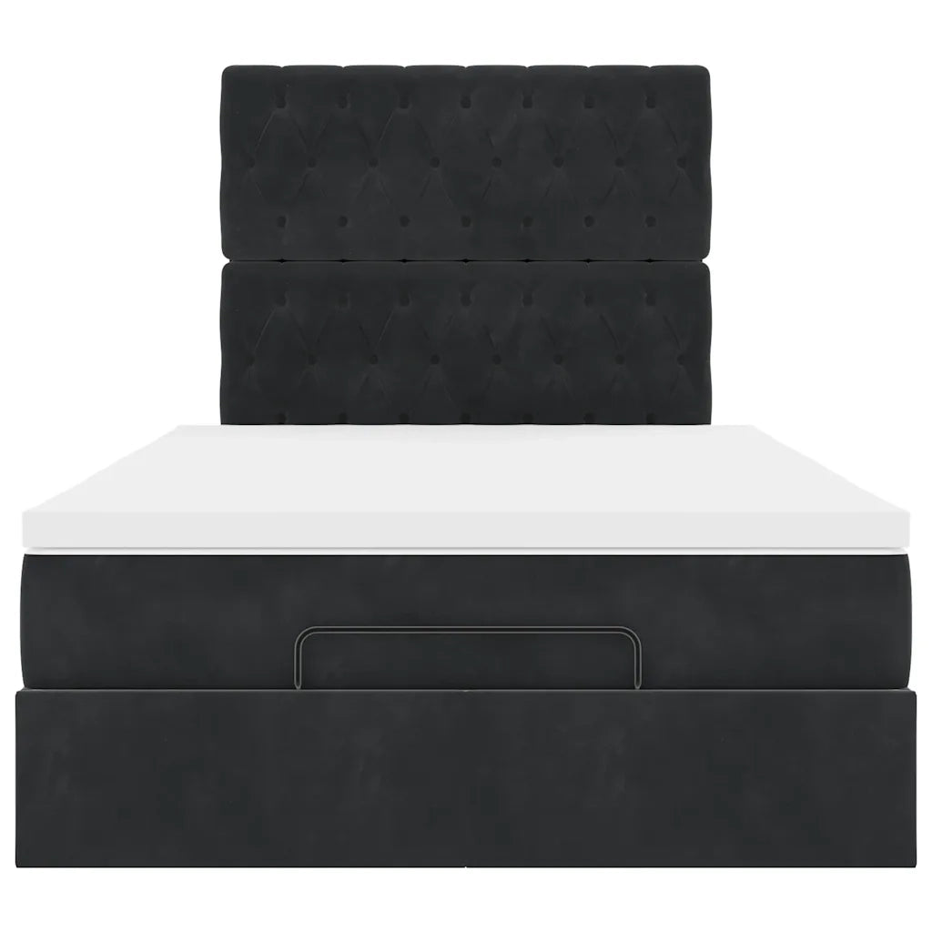 Struttura Letto Pouf con Materassi Nero 120x190 cm Velluto