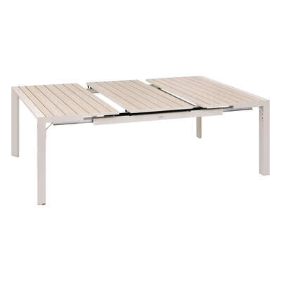 Tavolo regolabile Evasion quadrato 142x142x77 cm in alluminio effetto legno linoleum argilla