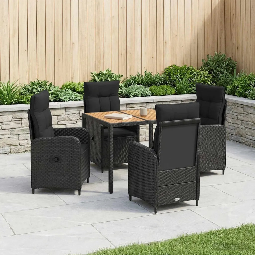 Set da pranzo per esterni 5 pz Nero 3422263