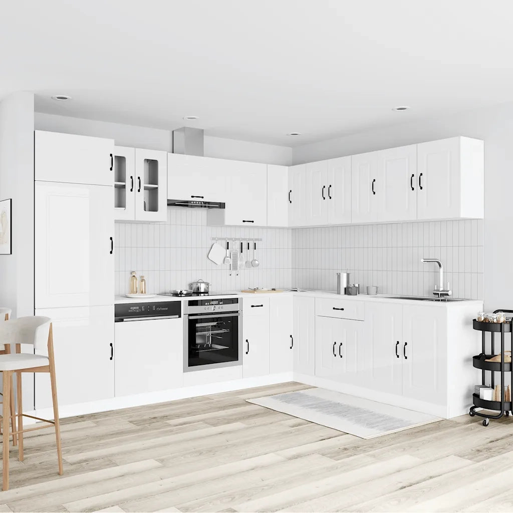 Set Mobili da Cucina 14 pz Kalmar Bianchi Lucido in Truciolato 3314973