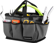 Tas per attrezzatura da giardino, tas deluxe per attrezzatura da giardino con piccoli contenitori, resistente e riciclabile, 35,5 cm, grigio e nero