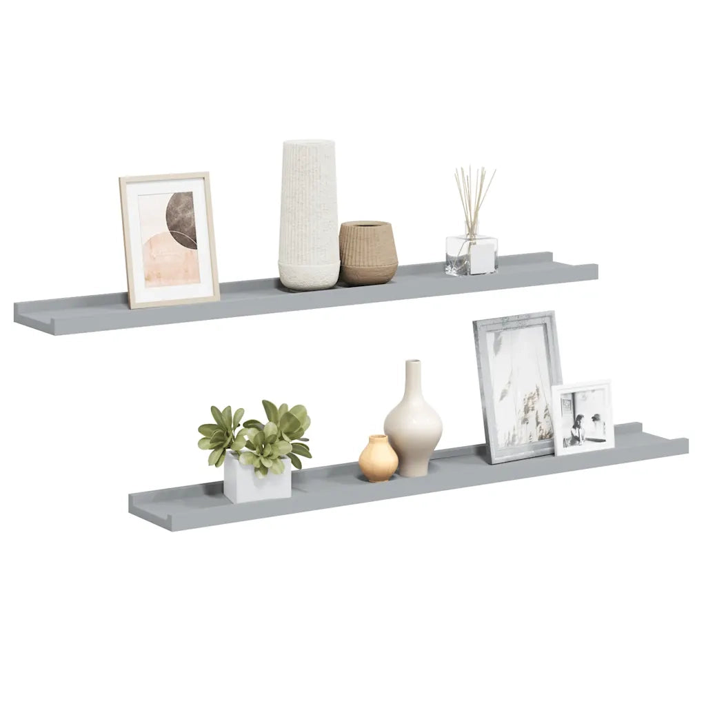 Mensole Loggia per Foto 2 pz Grigie 80x9x3 cm in MDF 323936