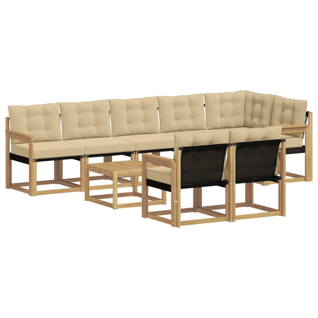 Set di divani da esterno con cuscino 9 pcs Bianco e Beige 3389615