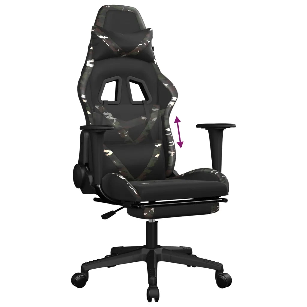 Sedia da Gaming | Sedia da e-sports con Poggiapiedi Nero e Mimetico in Similpelle