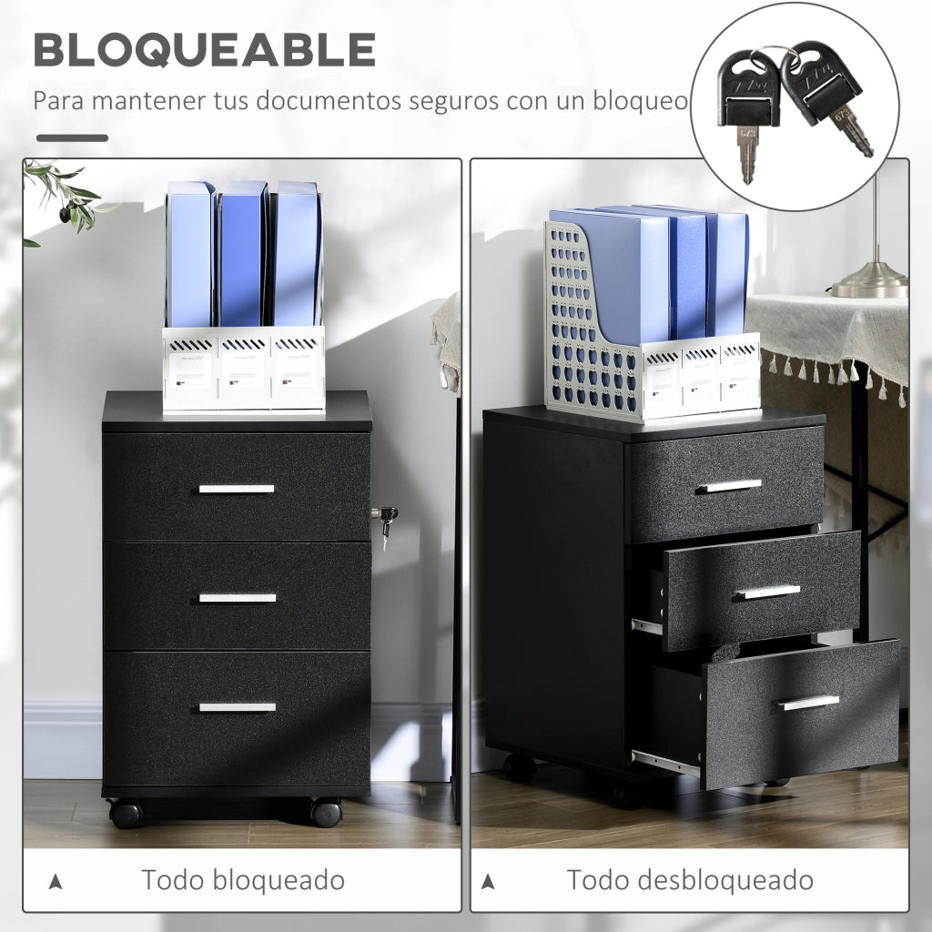Scrivania con cassetti ¨C zephmum ¨C nero 40x40x61,5 cm