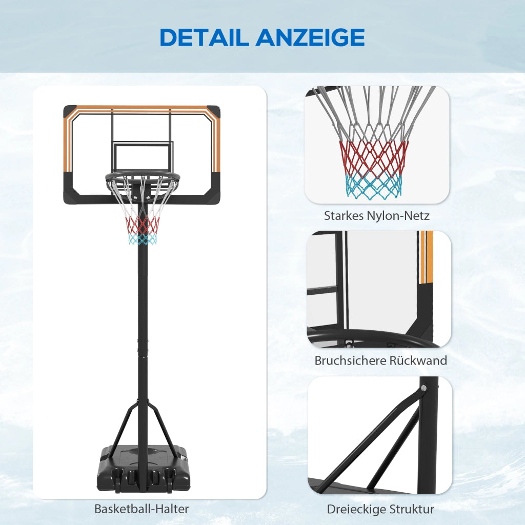 Canestro da Basket Regolabile in Altezza ¨C zephmum ¨C Grigio 182-213 cm