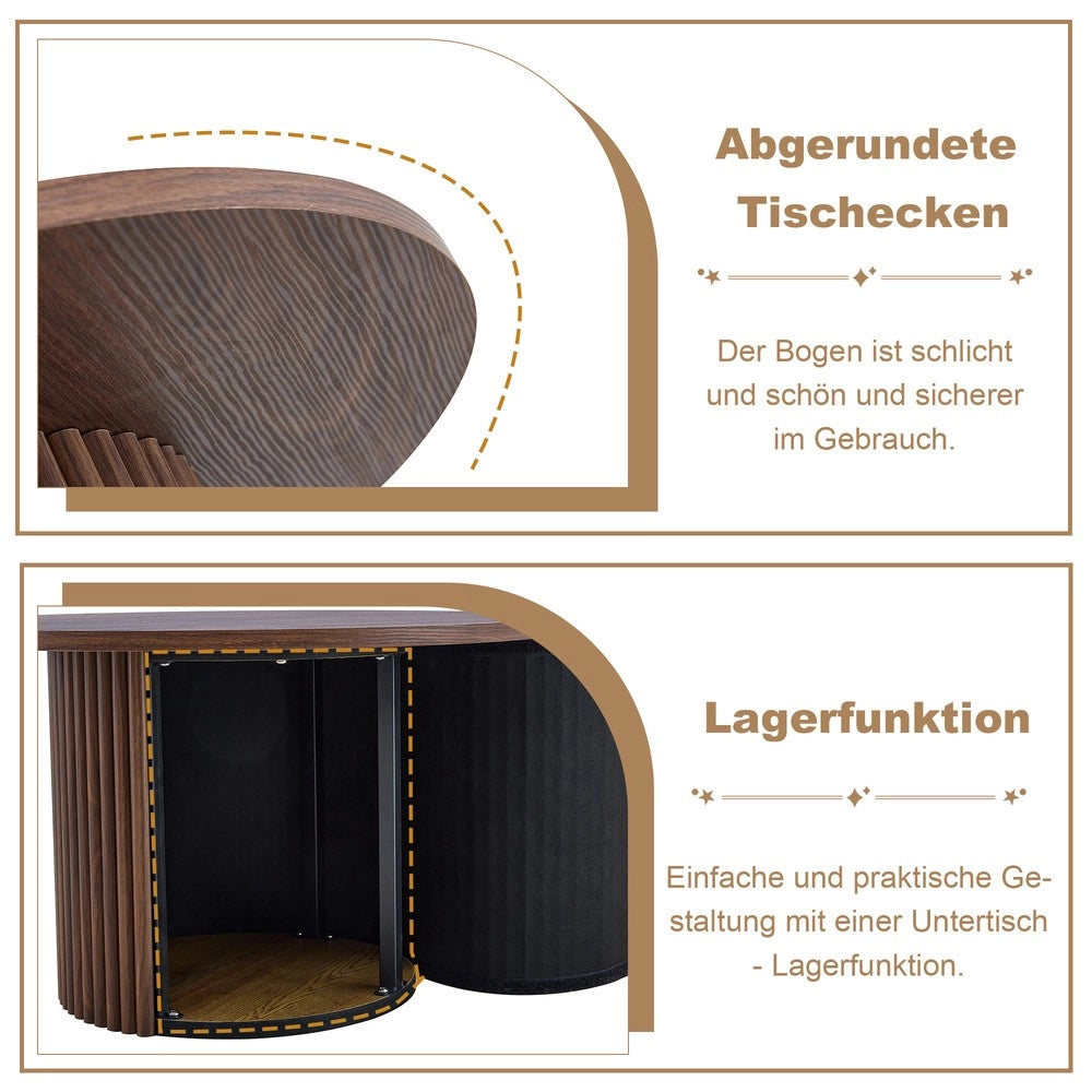 Tavolino da Caff¨¨ Rotondo in MDF ¨C MINIMAL ¨C Noce, Design Gambe in Metallo, ?70 cm