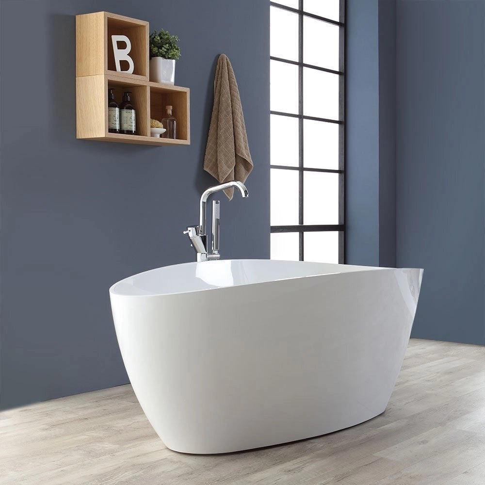Vasca da bagno moderna freestandig in marmo resina a barca bianca 157cm Badok Moray