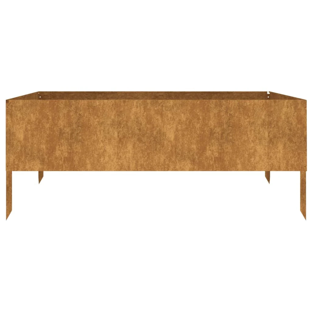 Fioriera rialzata per piante fiori patio giardino 100 x 100 x 41 cm acciaio corten marrone 02_0039291