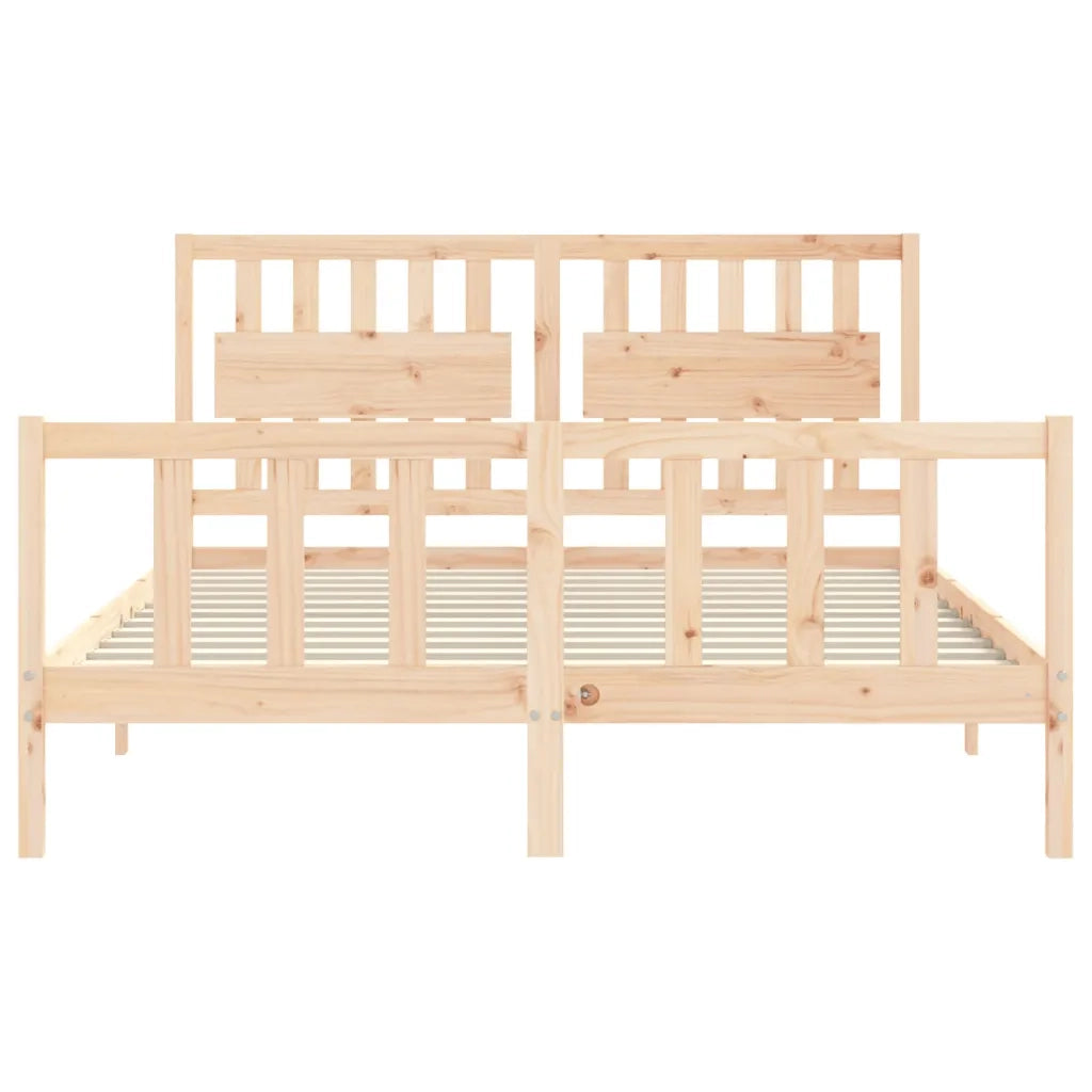 Giroletto con Testiera-Struttura Letto con testiera King Size in Legno Massello 525491