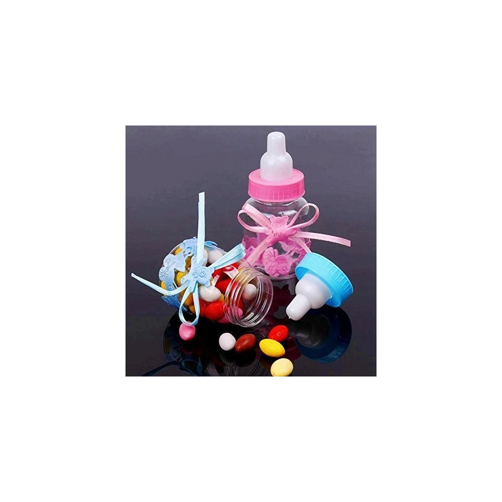 Trade Shop - 12 X Bomboniera Portaconfetti Per Battesimo Nascita Bottiglia Biberon Rosa -