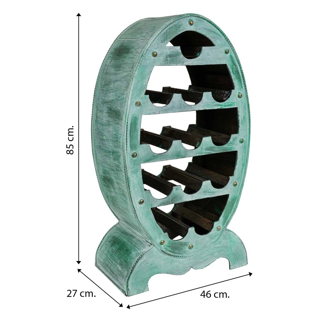 Portabottiglie in legno blu 46x27x85h