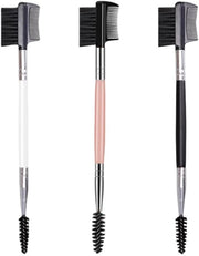 Set di pennelli per sopracciglia a doppia faccia - 3 pezzi - seta artificiale - 20 cm