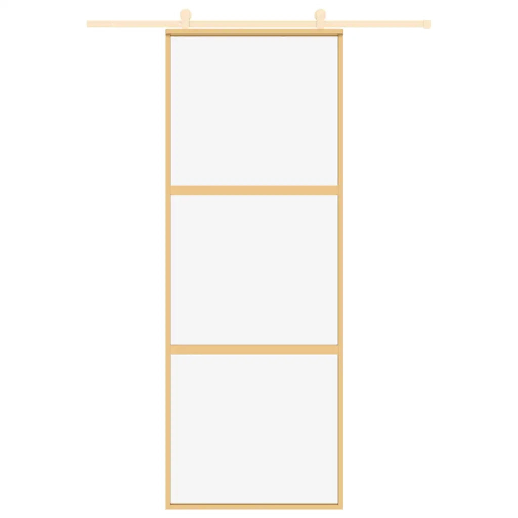 Porta Scorrevole Dorata 76x205 Vetro Trasparente ESG Alluminiocod mxl 83752