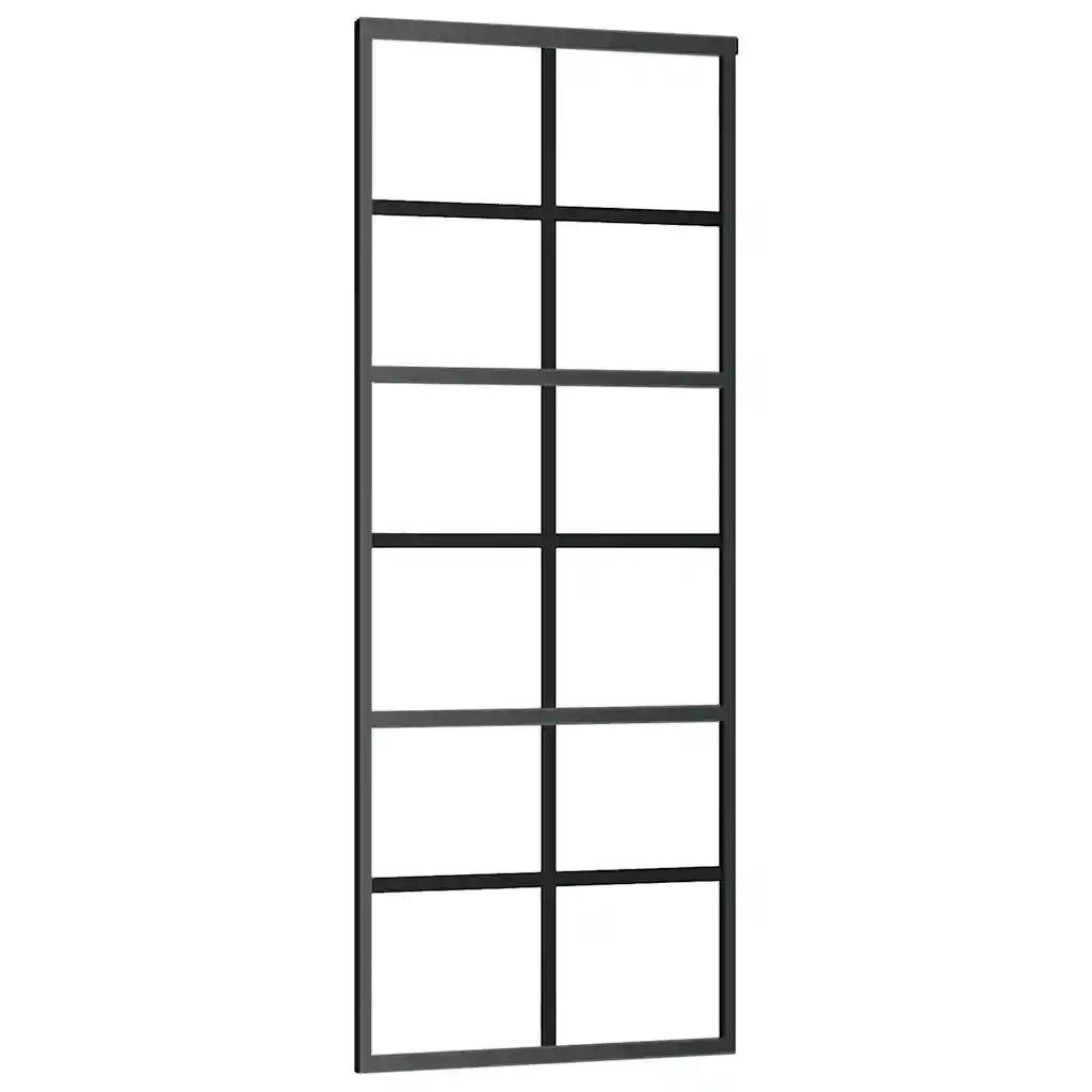 Porta Scorrevole con Ferramenta Nera 76x205 cm in Vetro ESG