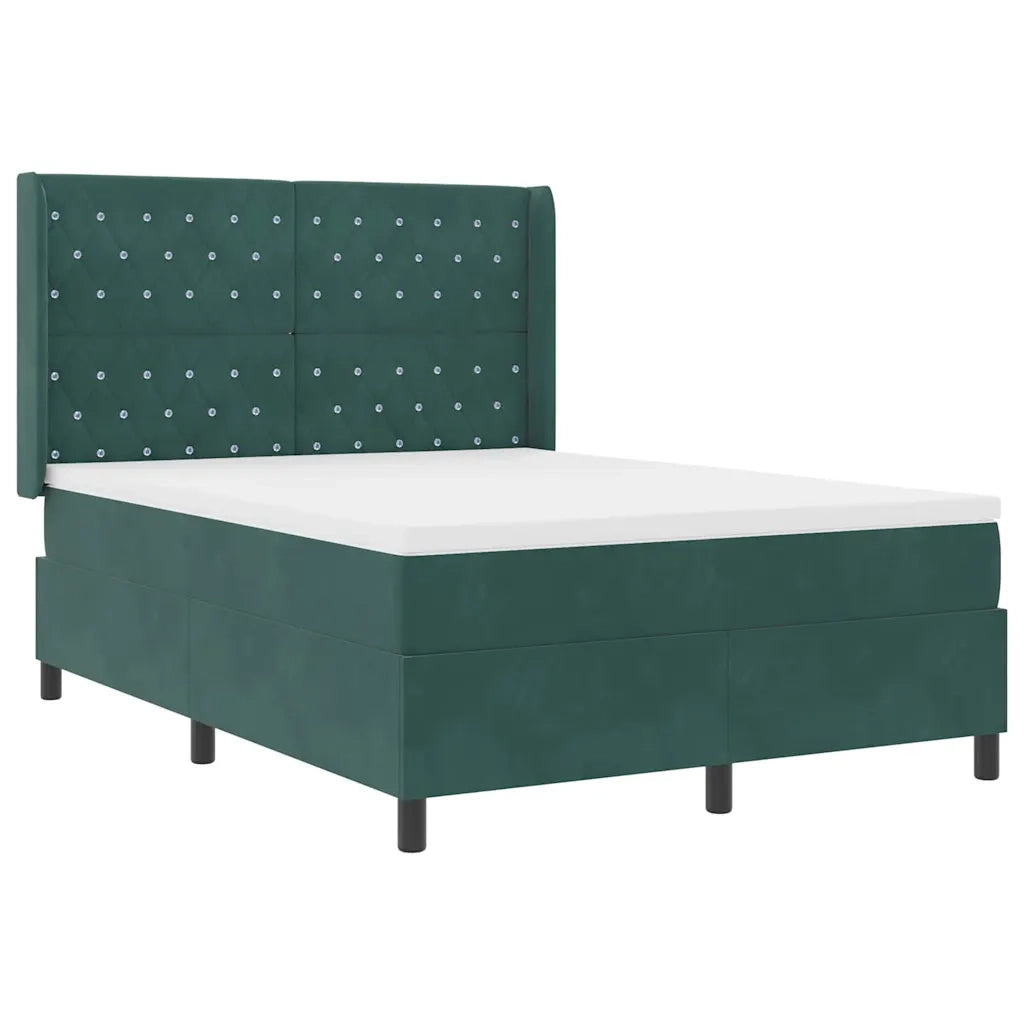 Letto a molle con strisce LED Verde Scuro 140 x 200 cm Velluto 3343817