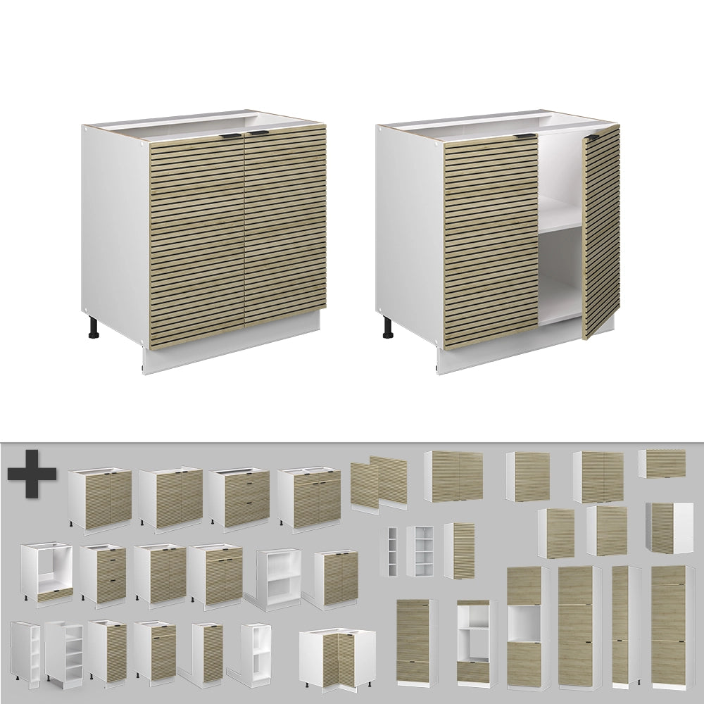 Vicco Mobile lavello cucina Pannello in quercia 80 cm con ripiano, senza piano di lavoro