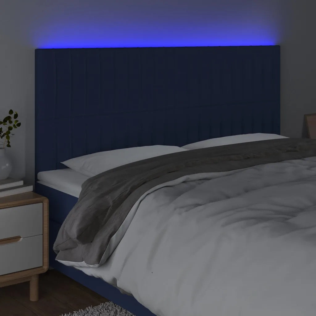 Testiera a LED-Testata con LED Blu 160x5x118/128 cm in Tessuto 647416