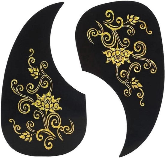 Pickguard per Chitarra Acustica - Kit Autocolante per Decorazione Chitarra - Adatto per Chitarra Stile - Pacchetto da 2 - Oro e Argento