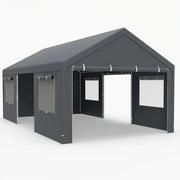 Carport 600 x 361 x 295 cm con protezione dalle intemperie e accesso modulare metallo grigio scuro 20_0017166