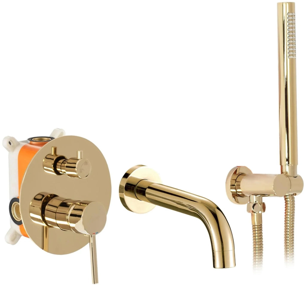 Rubinetto Da Vasca Da Incasso Rea Lungo Gold + Box