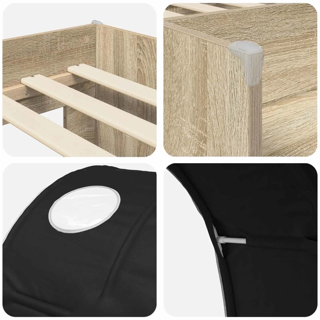 Letto con Tunnel 3 pz Rovere Sonoma e Nero Legno ingegnerizzato 3423568
